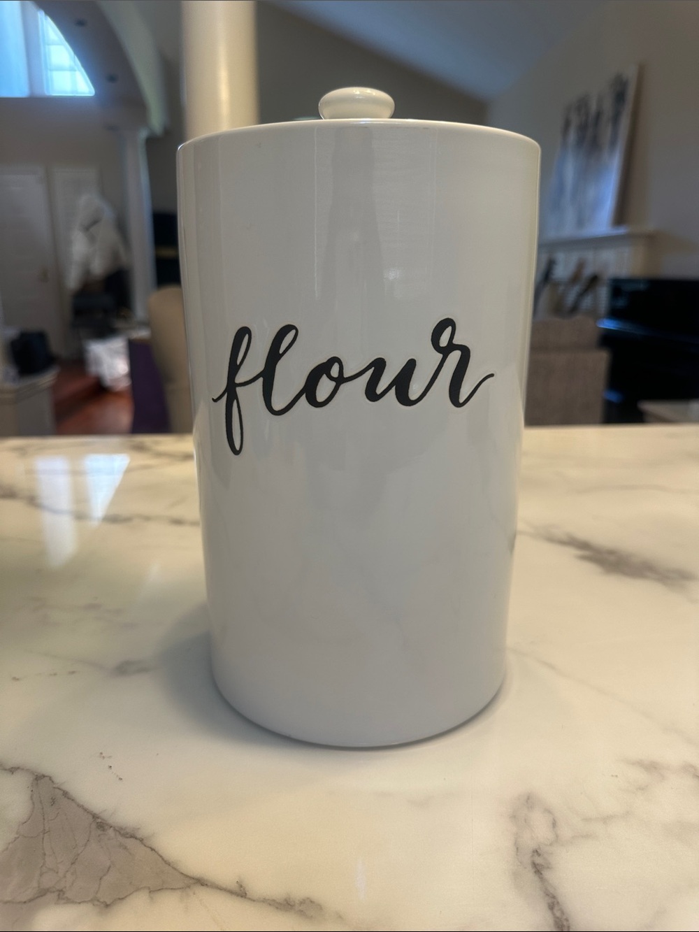 Target White Ceramic Flour Canister with Black Script